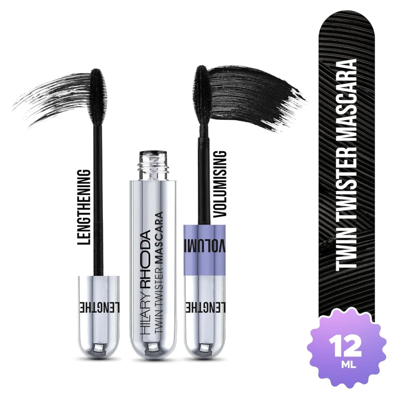 Hilary Rhoda Twin Twister Mascara | Bold Black Finish | 2-in-1 Volumises & Lengthens | Waterproof & Smudge-Proof | Highly pigmented | Curl Enhancing | Clump-Free | 12ml thumbnail 2